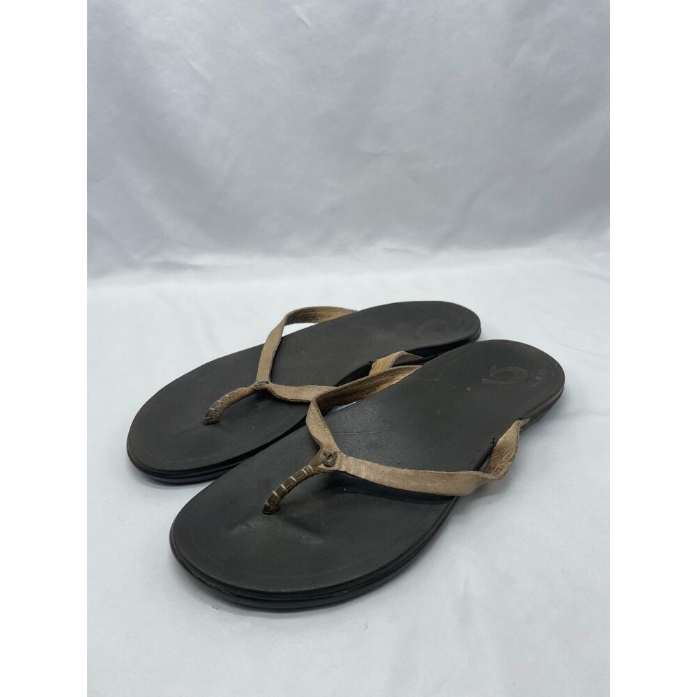 Olukai Ho’opio Women's Leather Thong Flip Flops, 20290-FA45, Size: 8‎